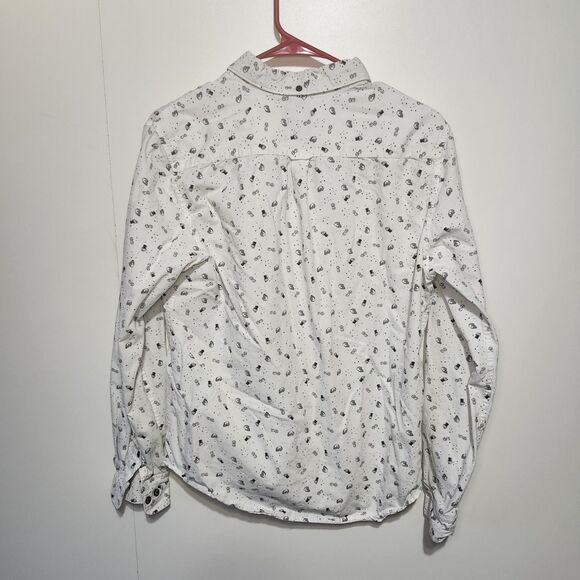 Skulls & Dice Denim & Flower Ricky Singh Men’s Slim Fit Button Up Shirt White M - Picture 4 of 9